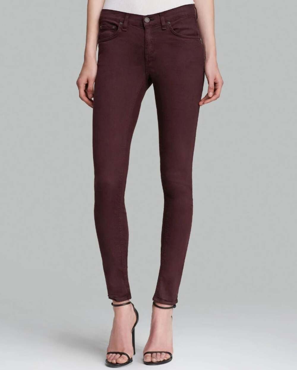 RAG & BONE Womens Zipper Capri Skinny Ankle Jeans Mid Rise Purple Plum Size 27